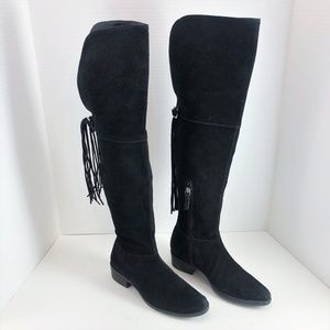 Schutz OTK Over the Knee Fringe Black Suede Sarita Boots 36 6 - 6.5